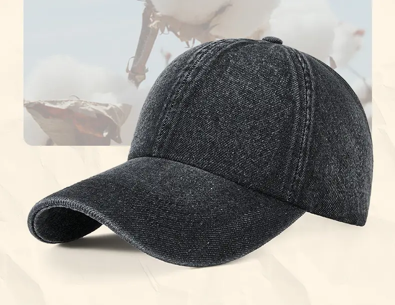Men's Grey Denim Baseball Cap with Adjustable Strap — feature 24