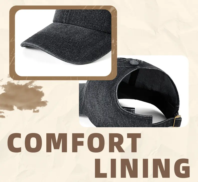 Men's Grey Denim Baseball Cap with Adjustable Strap — feature 25