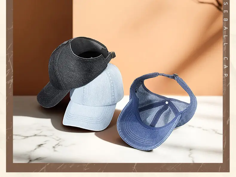Men's Grey Denim Baseball Cap with Adjustable Strap — feature 27
