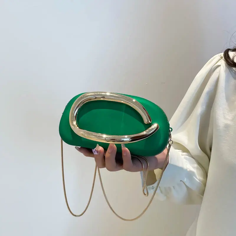 Retro Metal Chain Mini Bag with Gold Handle - Image 11