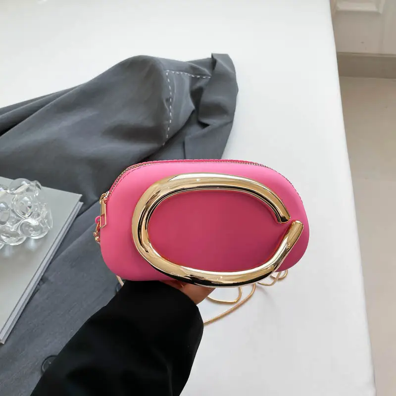 Retro Metal Chain Mini Bag with Gold Handle - Image 2