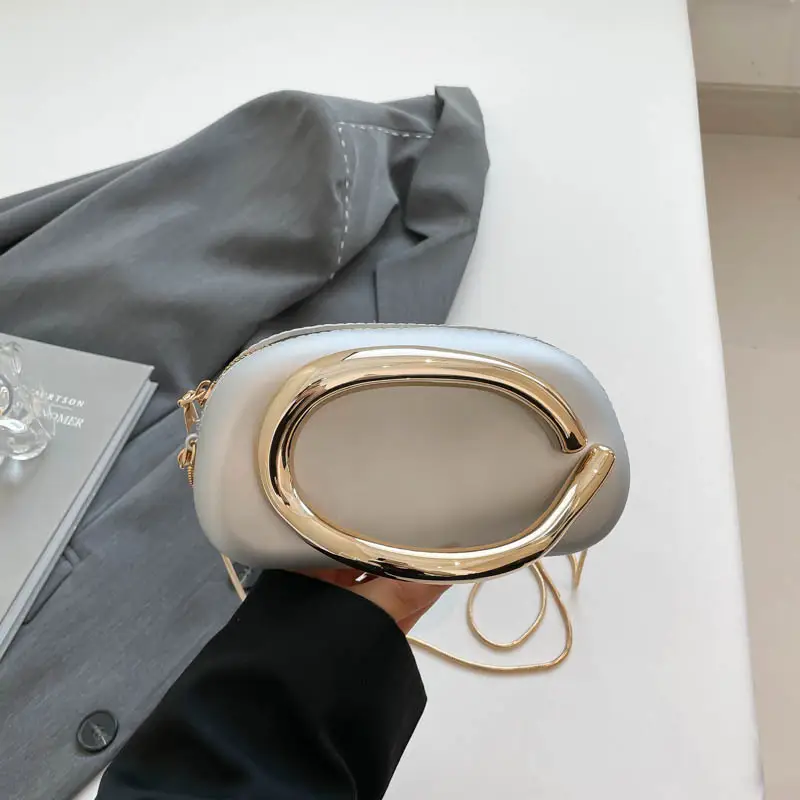 Retro Metal Chain Mini Bag with Gold Handle - Image 6