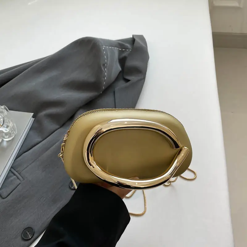 Retro Metal Chain Mini Bag with Gold Handle - Image 7