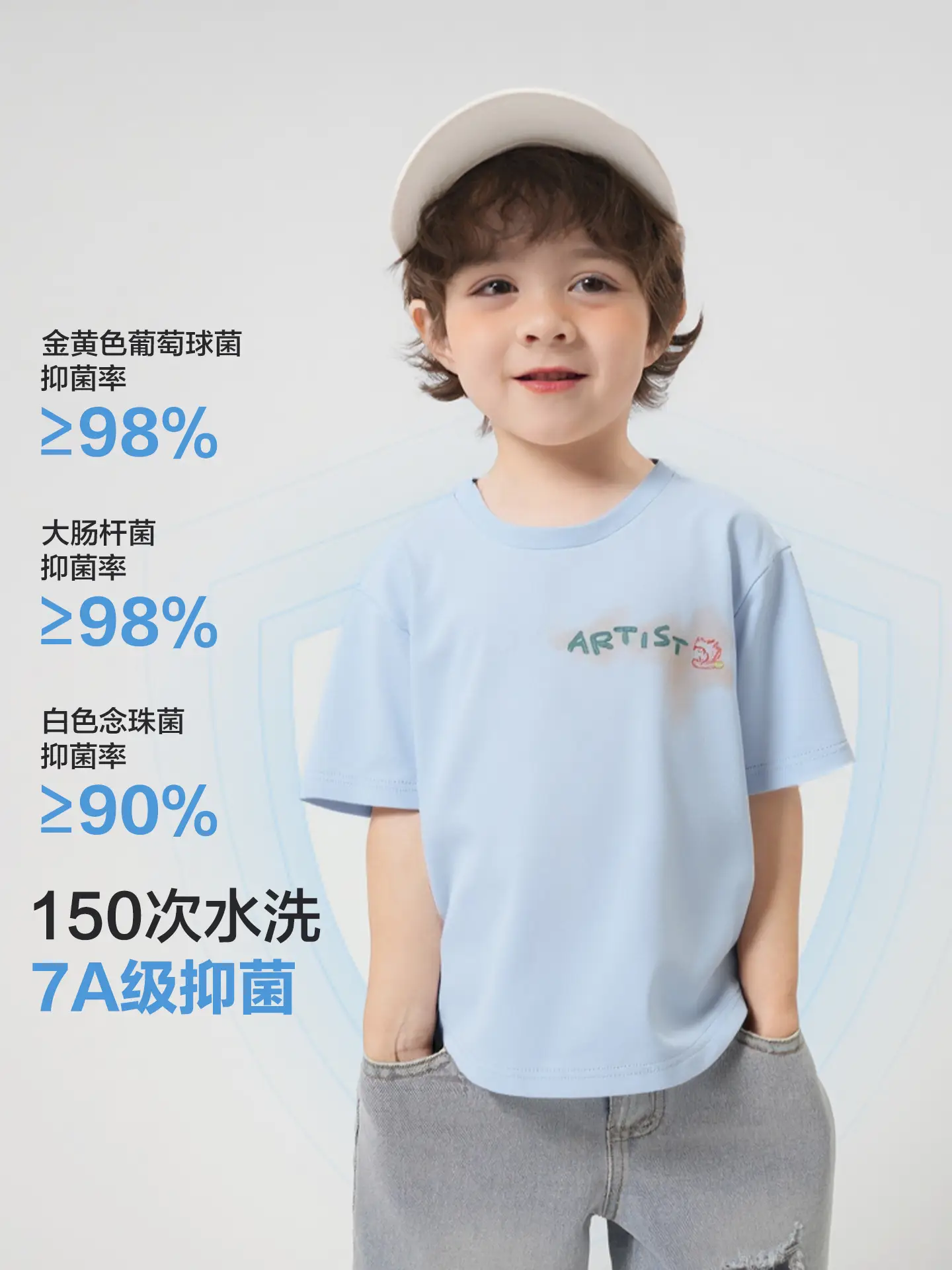 Boy Light Blue Cartoon T-Shirt Summer Casual