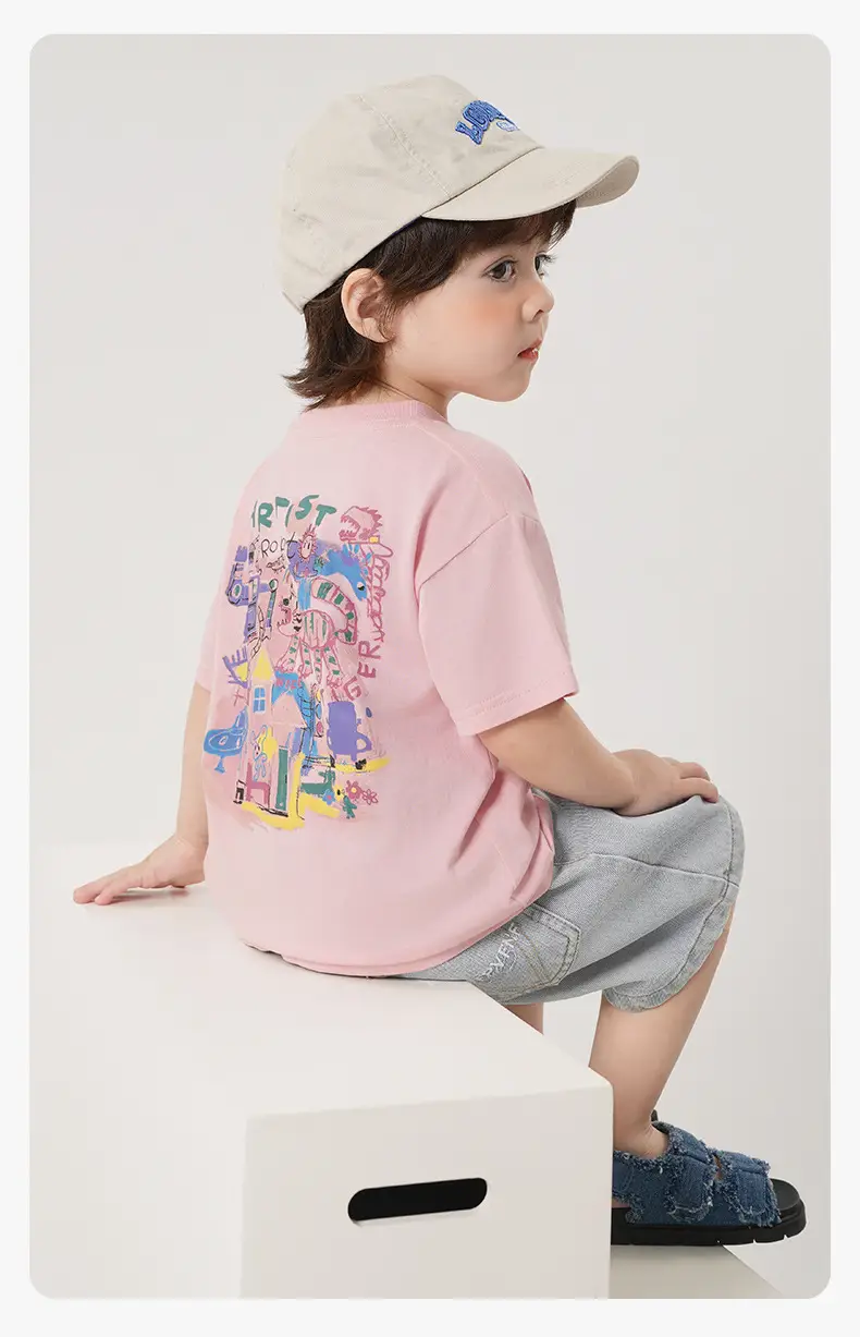 Boy Light Blue Cartoon T-Shirt Summer Casual — feature 14