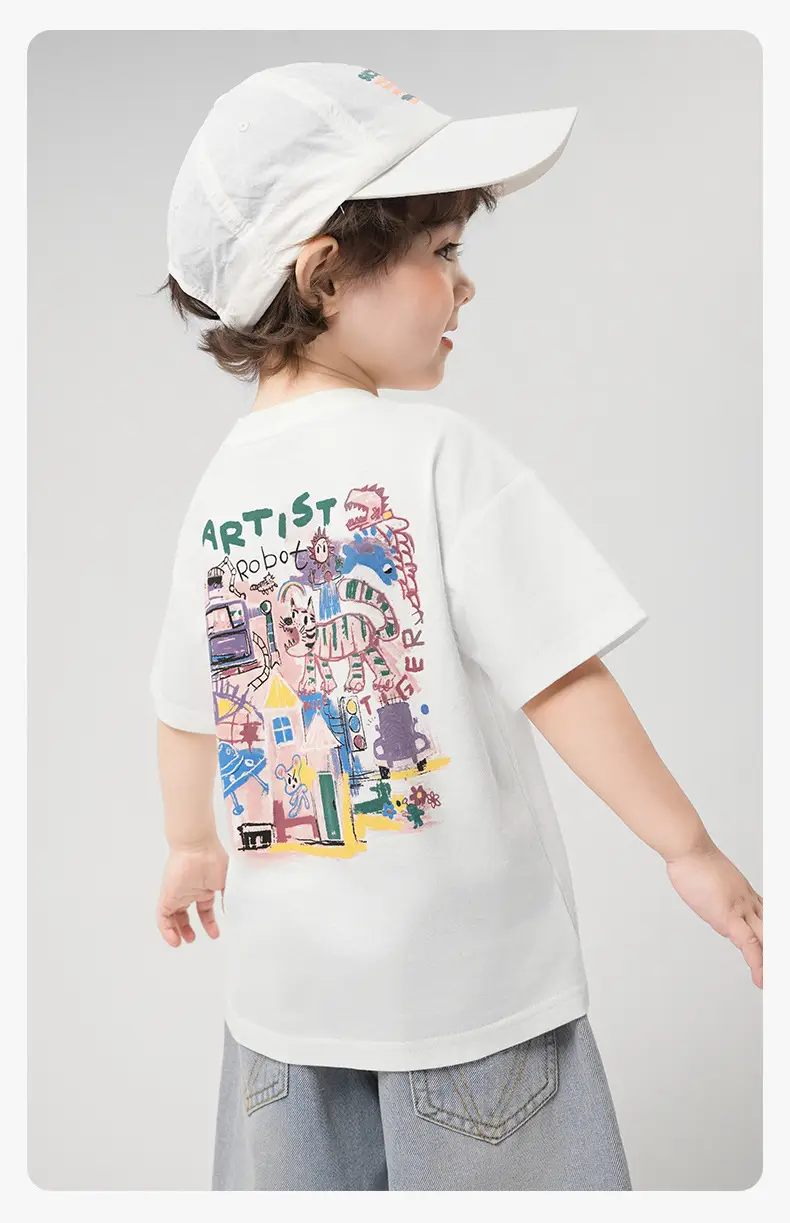 Boy Light Blue Cartoon T-Shirt Summer Casual — feature 16