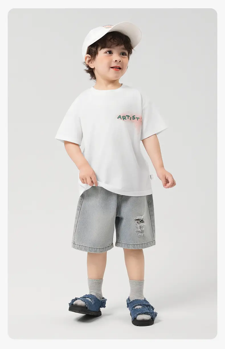 Boy Light Blue Cartoon T-Shirt Summer Casual — feature 19
