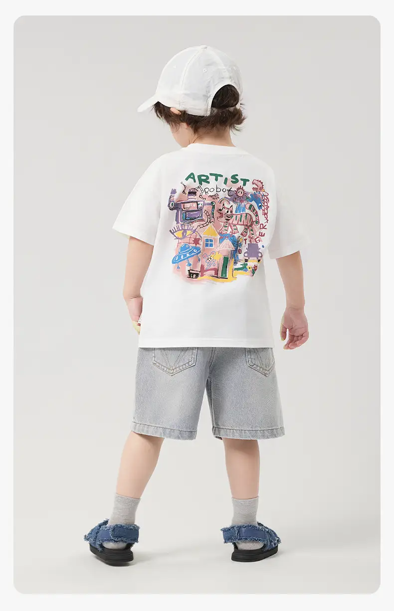 Boy Light Blue Cartoon T-Shirt Summer Casual — feature 20