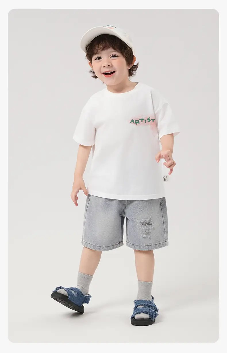 Boy Light Blue Cartoon T-Shirt Summer Casual — feature 21