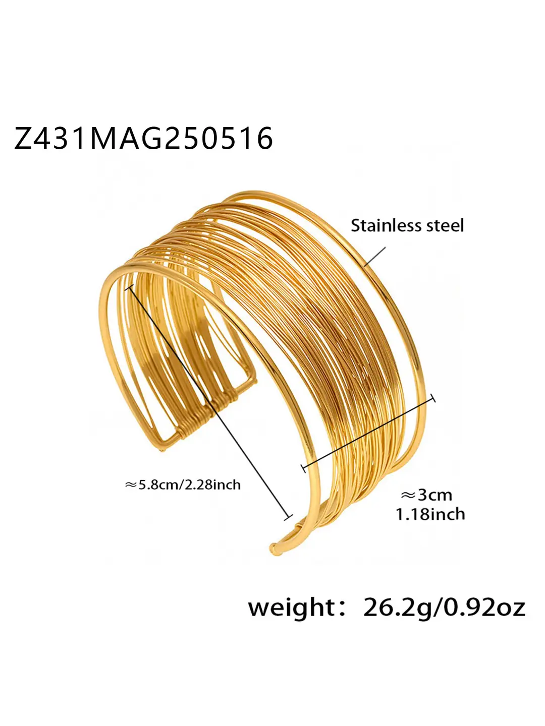Mystery multi-layer hollow arm ring open bracelet stainless steel Europe and the United States cross-border punk cold wind bracelet wholesale — feature 10
