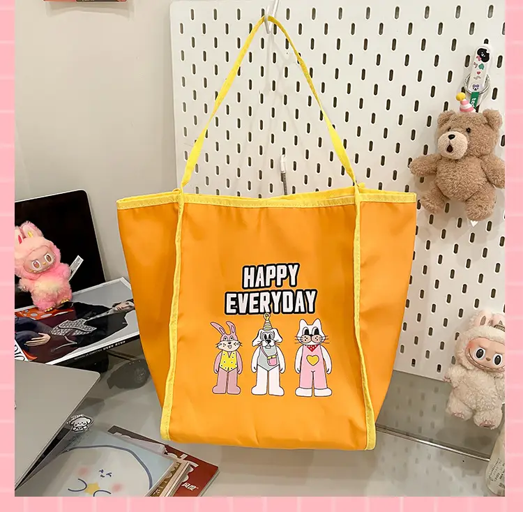 Women Cartoon Embroidered Shoulder Bag Light Blue Pink — feature 13