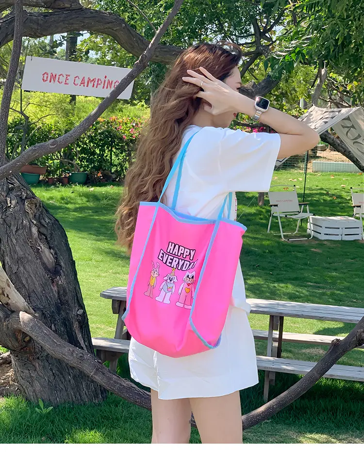 Women Cartoon Embroidered Shoulder Bag Light Blue Pink — feature 19