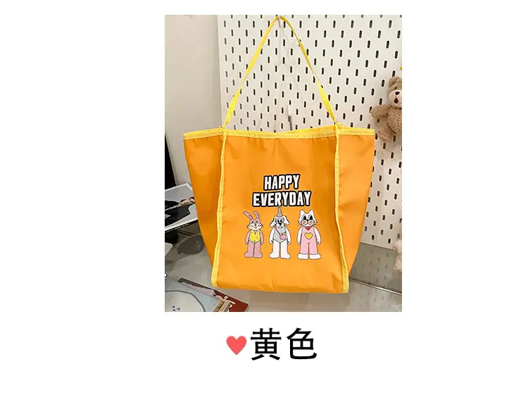Women Cartoon Embroidered Shoulder Bag Light Blue Pink — feature 7
