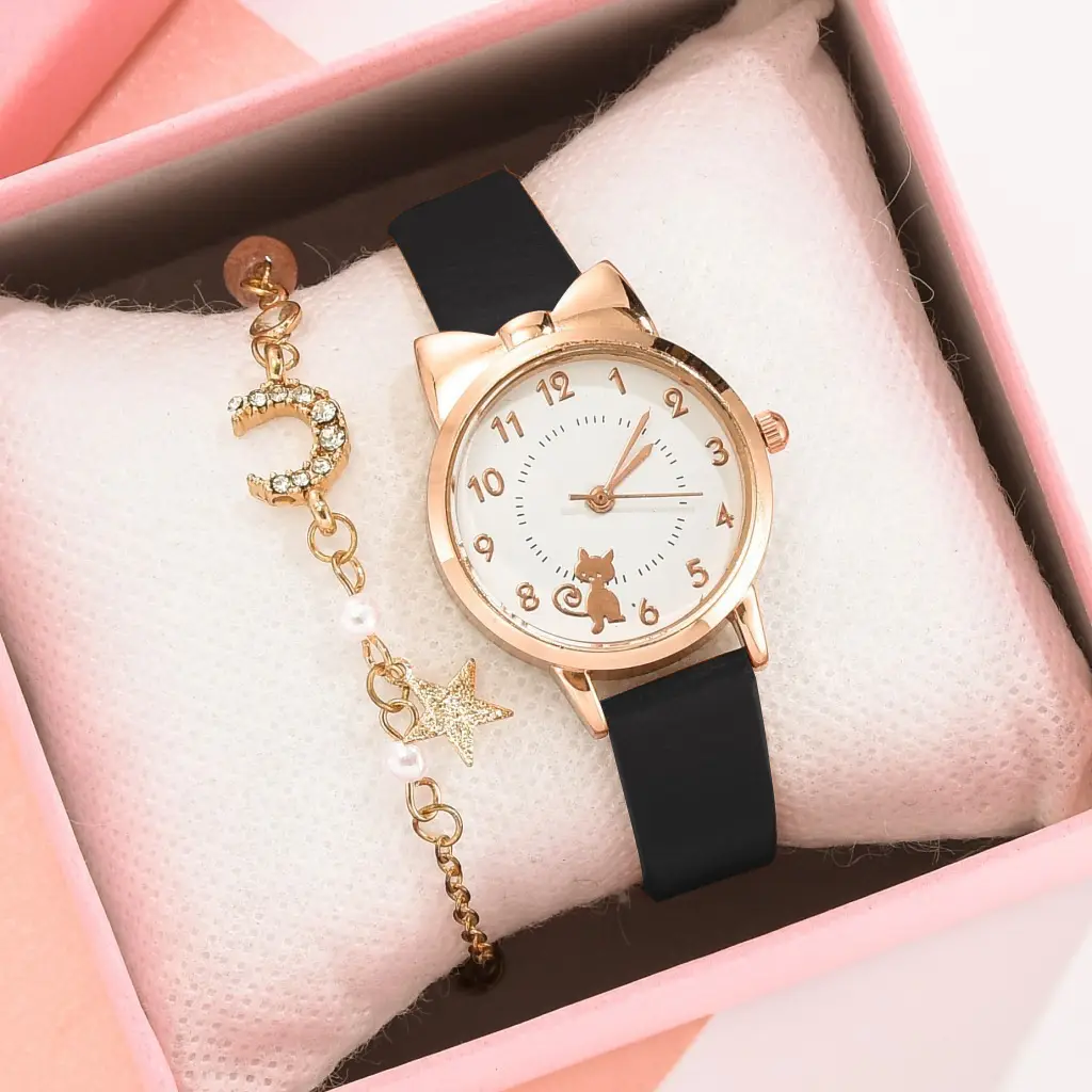 Cute Korean Version Watch for Girls with Brown Leather Band — feature 6