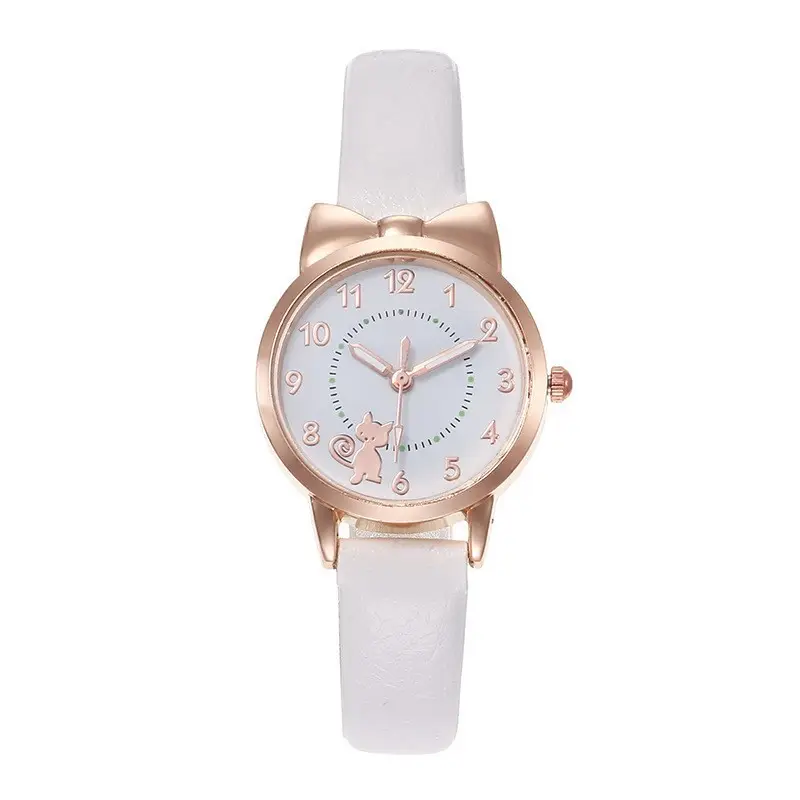 Cute Korean Version Watch for Girls with Brown Leather Band - Image 2