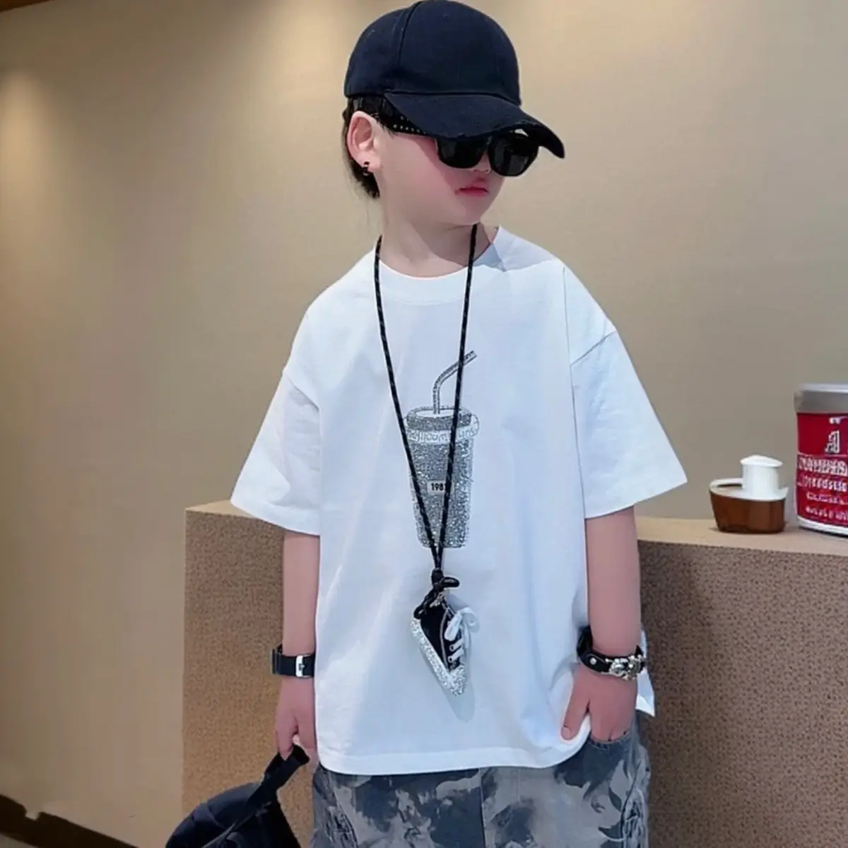Children Cotton Printed T-Shirt Summer Medium Large - Image 2