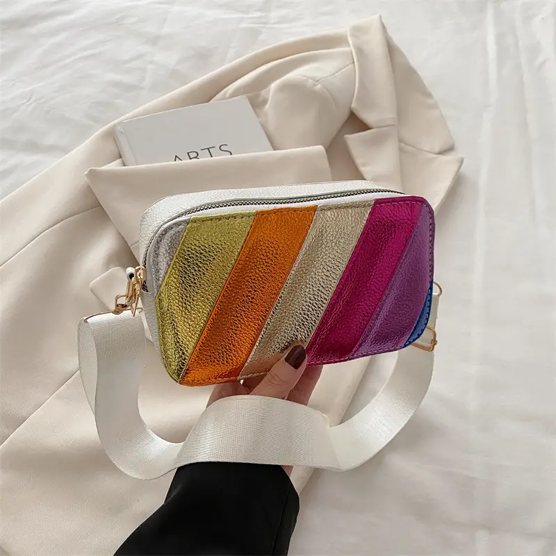 Trendy Multi Color Crossbody Bag with Wide Strap - Image 2