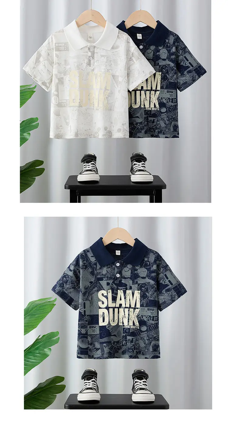 Children's Boys Polo Shirt Slam Dunk Print Summer 2025 — feature 9