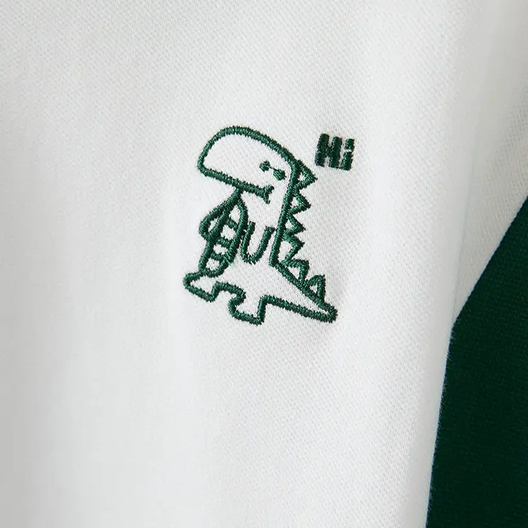 Boys Polo T-Shirt White Green Dino Print 2025 - Image 5