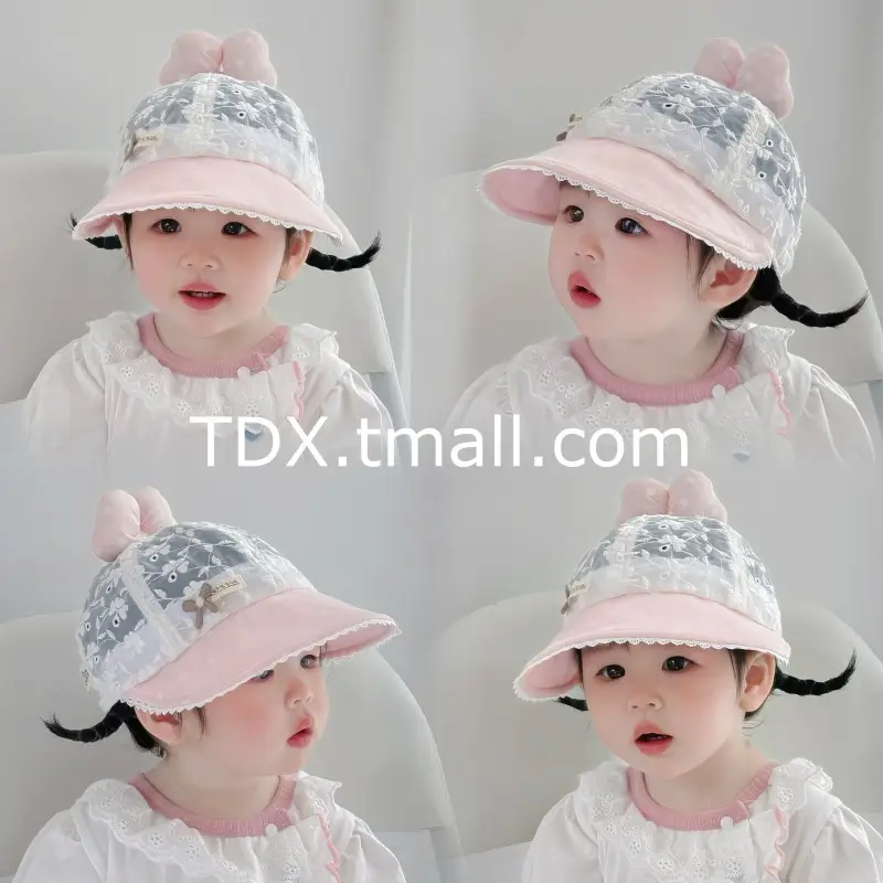 Baby Sun Hat with Lace Bow & Peaked Cap - Image 4