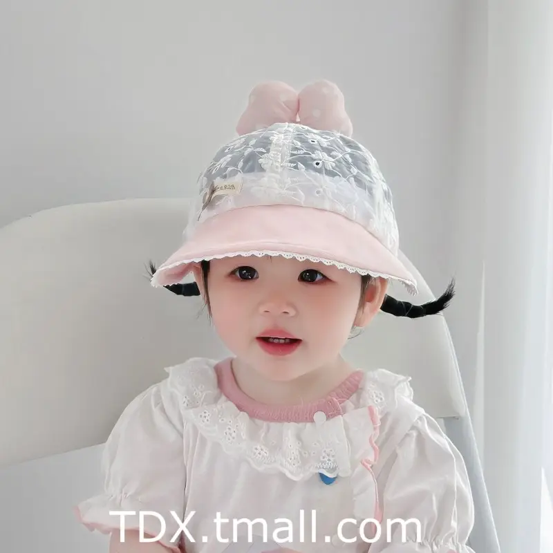 Baby Sun Hat with Lace Bow & Peaked Cap - Image 5