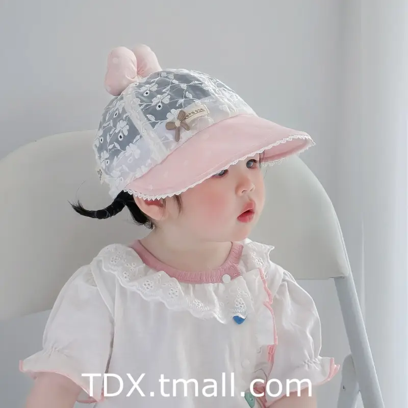 Baby Sun Hat with Lace Bow & Peaked Cap — feature 4