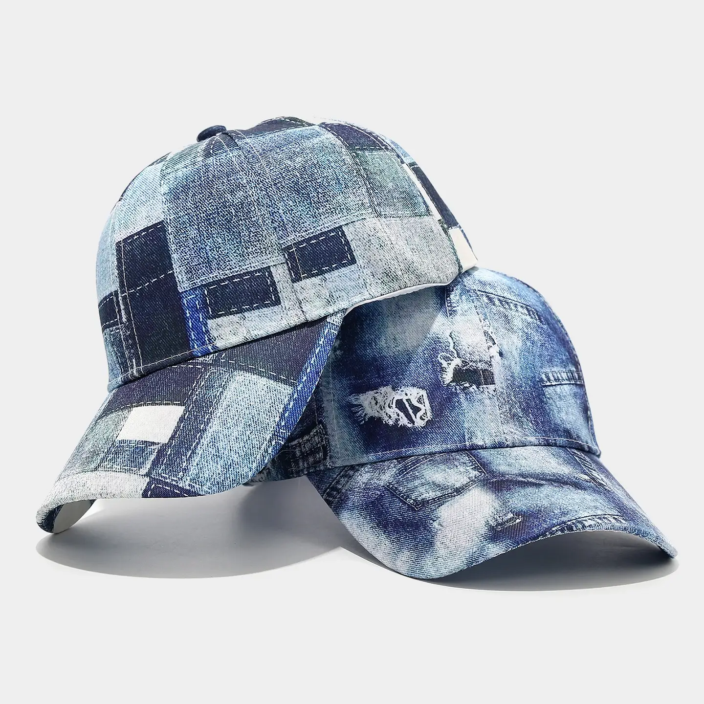 Women Printed Denim Baseball Cap Blue Sun Hat - Image 6