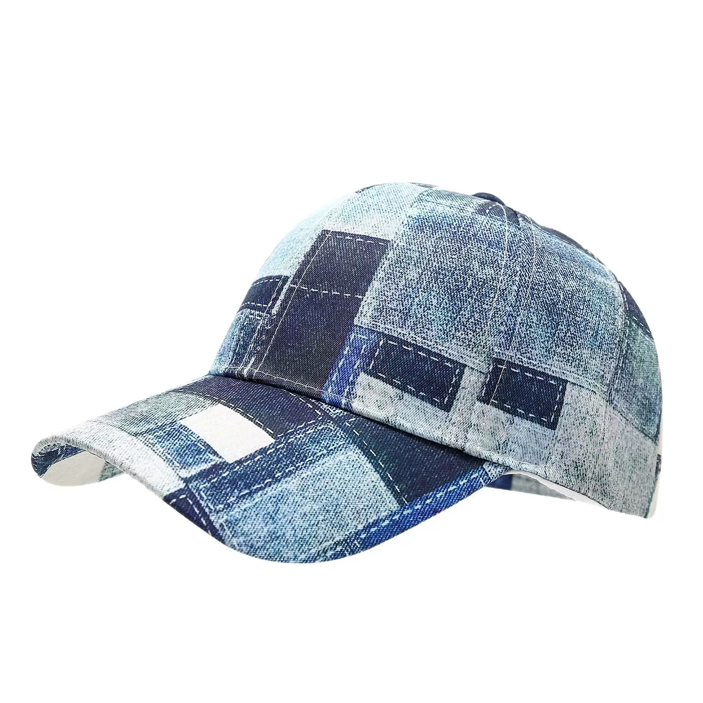 Women Printed Denim Baseball Cap Blue Sun Hat - Image 8