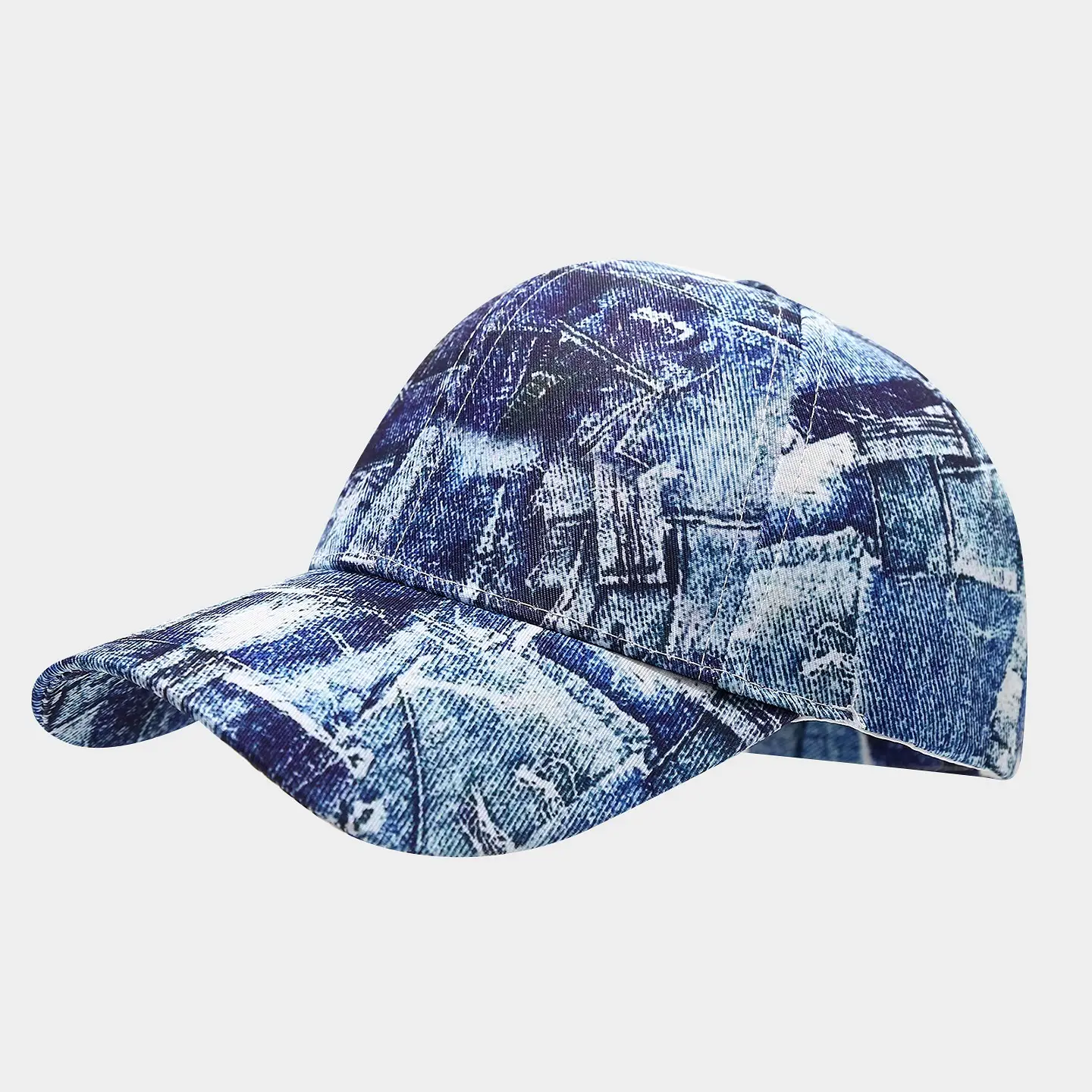 Women Printed Denim Baseball Cap Blue Sun Hat - Image 3