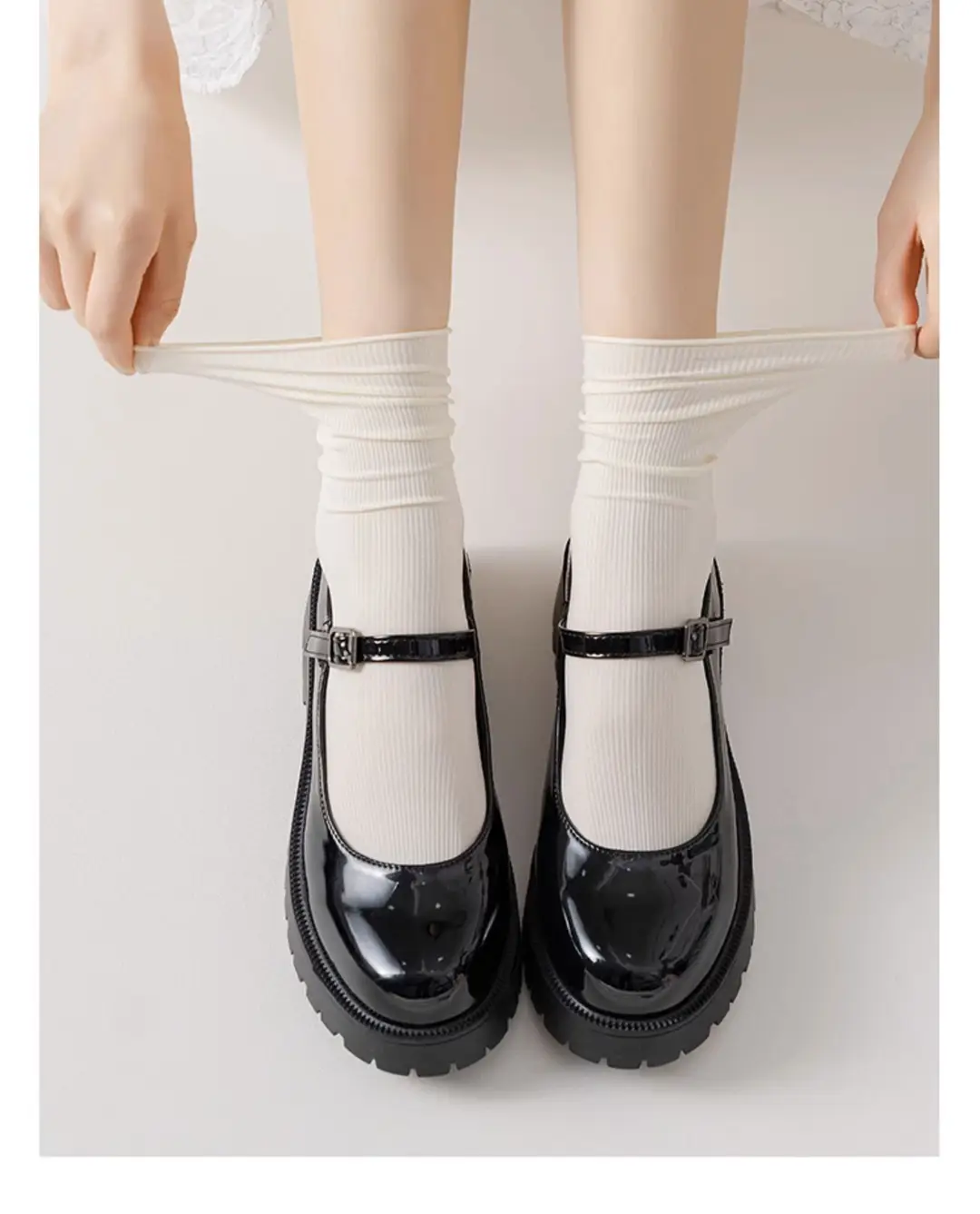 Ice Ice Socks Women's Summer Thin Women's Summer Stacking Socks Mid-barrel Spring and Autumn Black and White Ice Stockings Long-barrel Stockings — feature 18