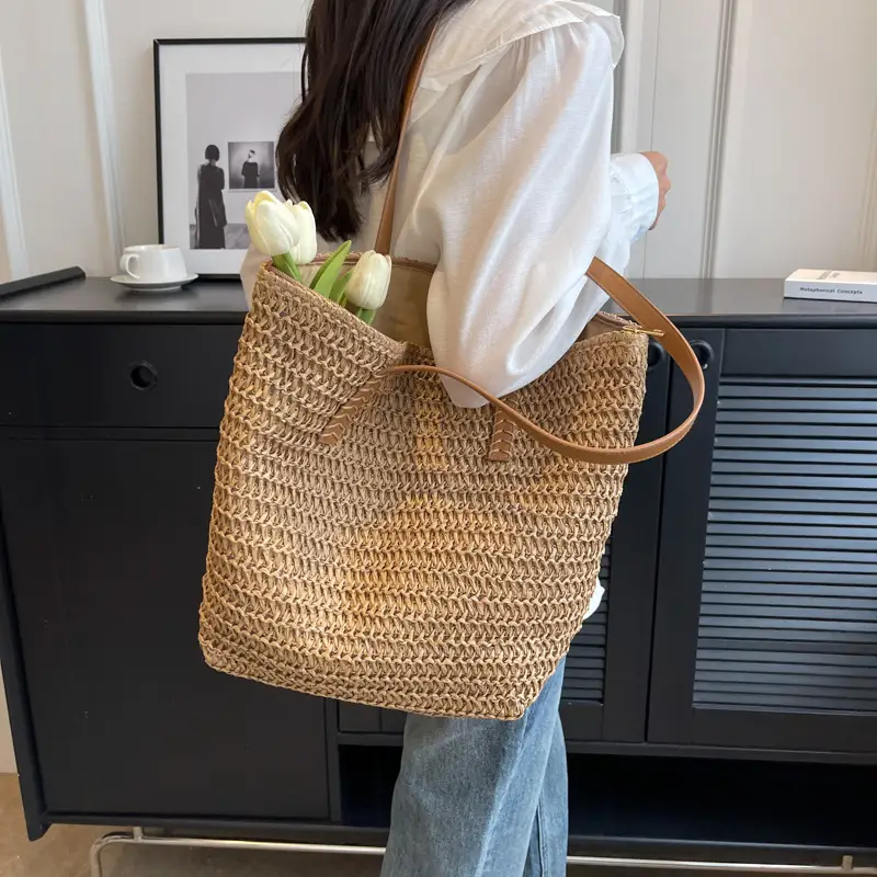 Women's Straw Shoulder Bag Large Capacity Korean Style - Image 5
