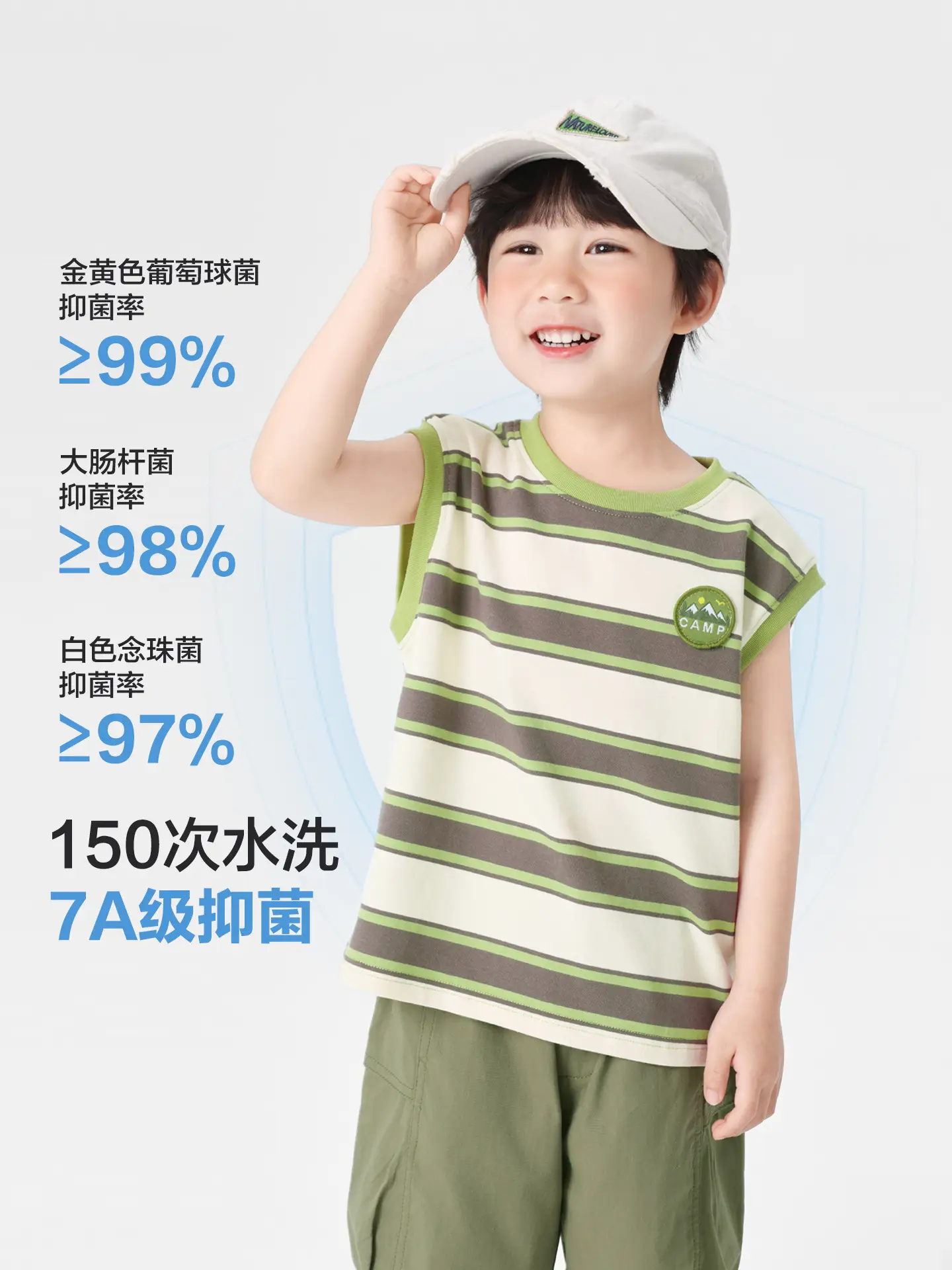 Right European Boys Striped Vest T-Shirt Summer Grey Shorts - Image 9