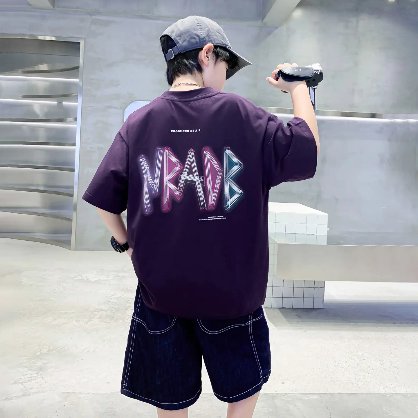 Boys Korean Style Short Sleeve T-Shirt Purple 2026 - Image 2