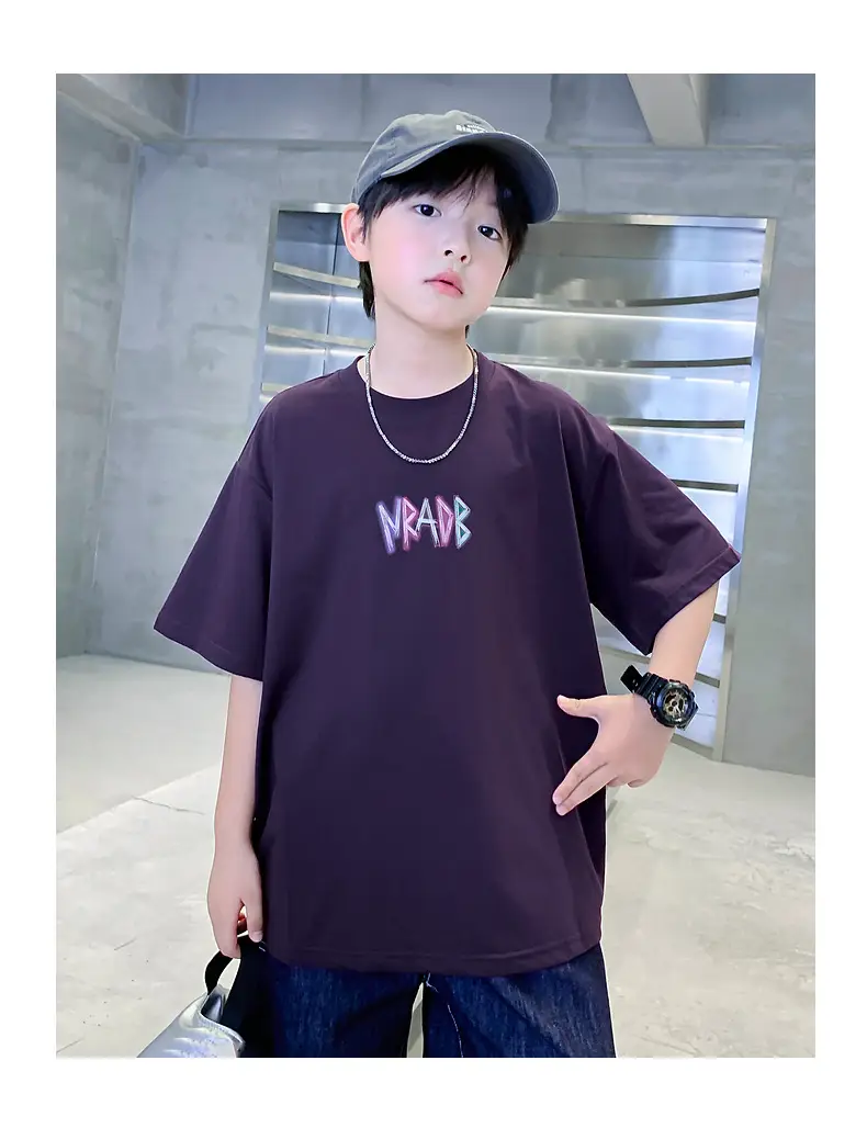 Boys Korean Style Short Sleeve T-Shirt Purple 2026 — feature 11