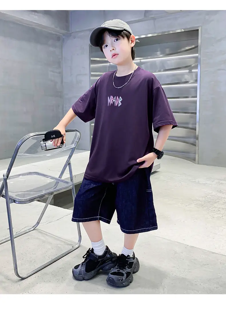 Boys Korean Style Short Sleeve T-Shirt Purple 2026 — feature 8