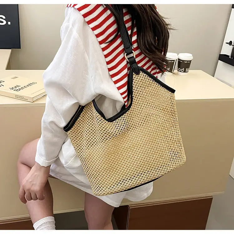 Golden Straw Woven Shoulder Bag Large Capacity — feature 11