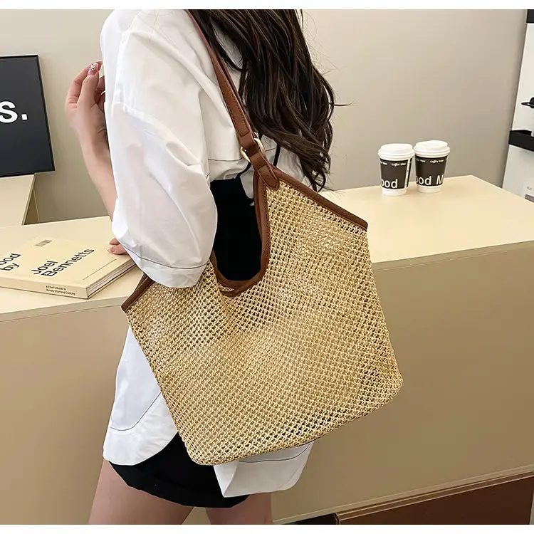 Golden Straw Woven Shoulder Bag Large Capacity — feature 13