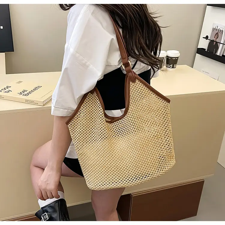 Golden Straw Woven Shoulder Bag Large Capacity — feature 14