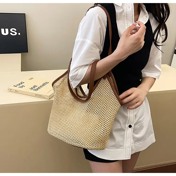 Golden Straw Woven Shoulder Bag Large Capacity — feature 15