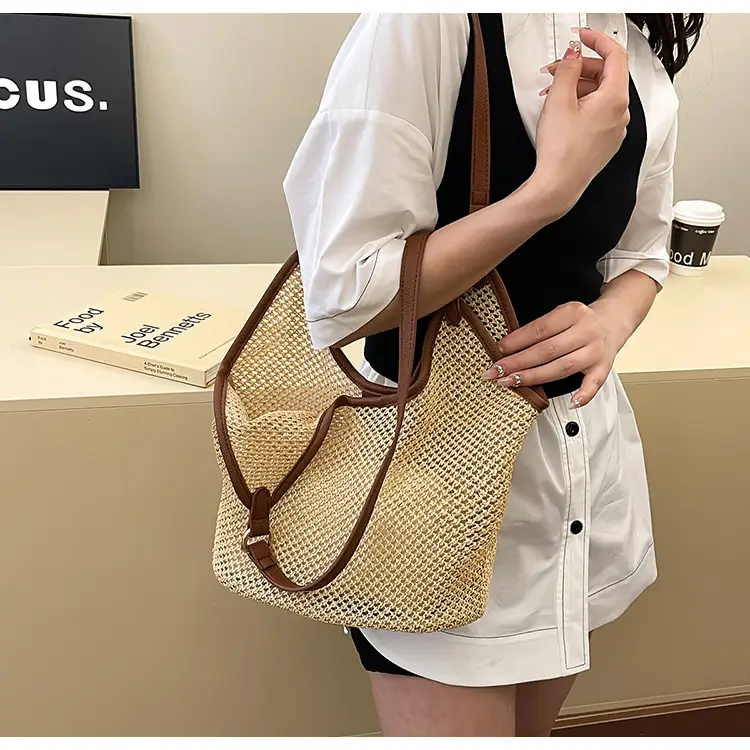 Golden Straw Woven Shoulder Bag Large Capacity — feature 16