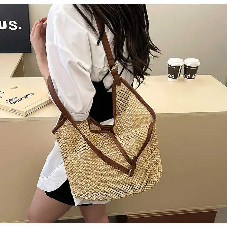 Golden Straw Woven Shoulder Bag Large Capacity — feature 17