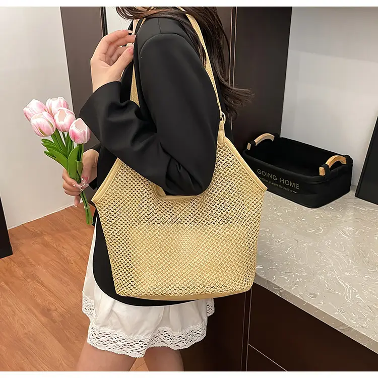 Golden Straw Woven Shoulder Bag Large Capacity — feature 20