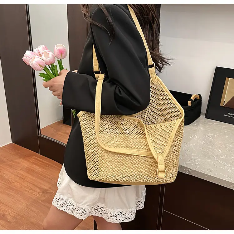 Golden Straw Woven Shoulder Bag Large Capacity — feature 21
