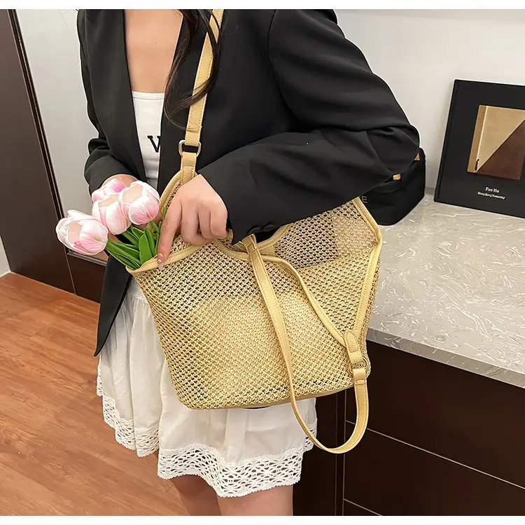 Golden Straw Woven Shoulder Bag Large Capacity — feature 22