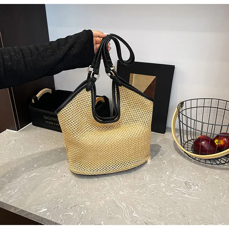 Golden Straw Woven Shoulder Bag Large Capacity — feature 30