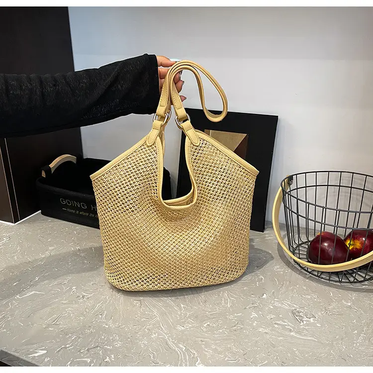 Golden Straw Woven Shoulder Bag Large Capacity — feature 31