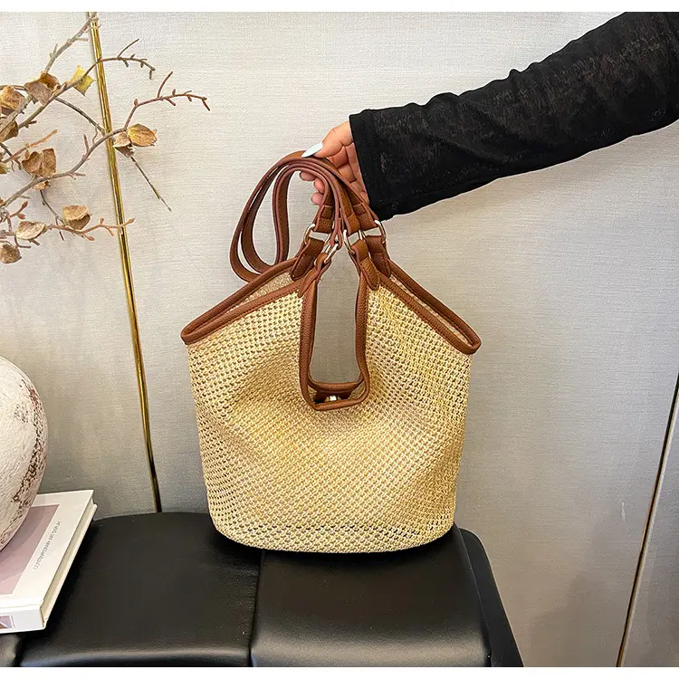 Golden Straw Woven Shoulder Bag Large Capacity — feature 34