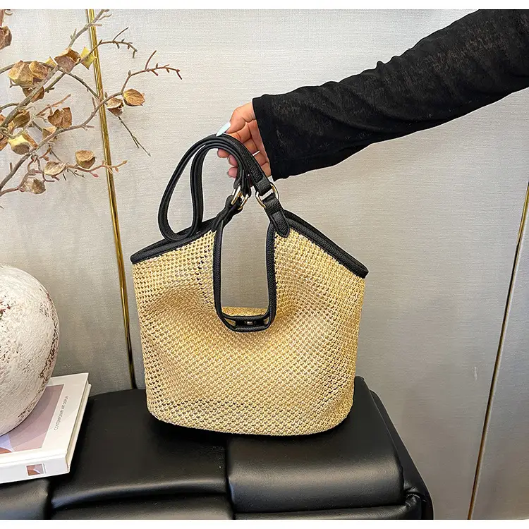 Golden Straw Woven Shoulder Bag Large Capacity — feature 35