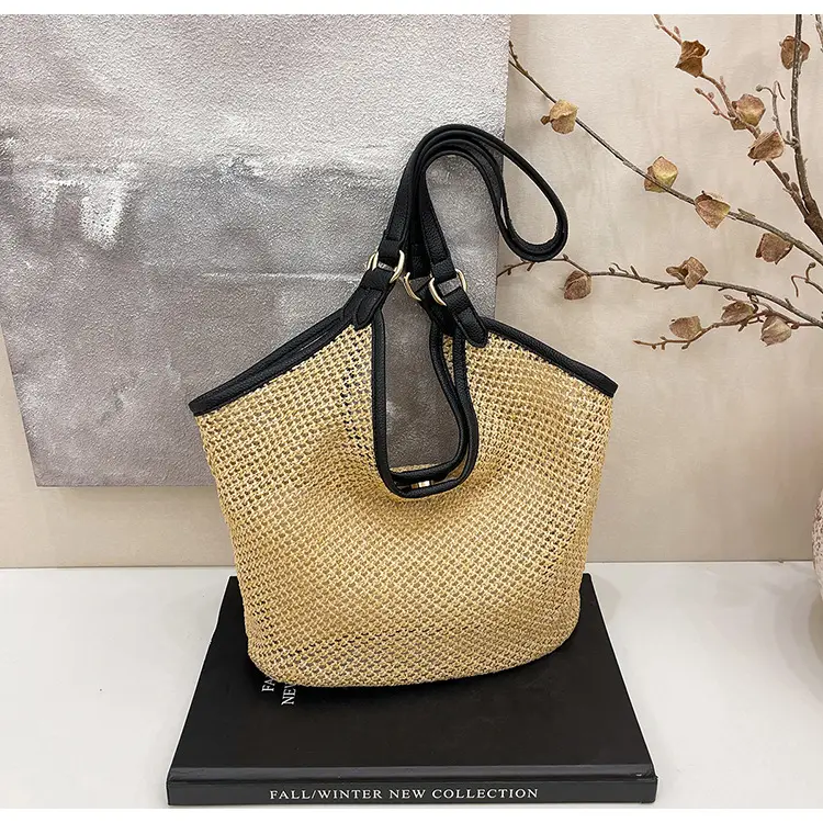 Golden Straw Woven Shoulder Bag Large Capacity — feature 38