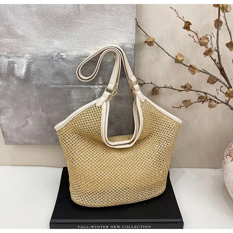Golden Straw Woven Shoulder Bag Large Capacity — feature 41